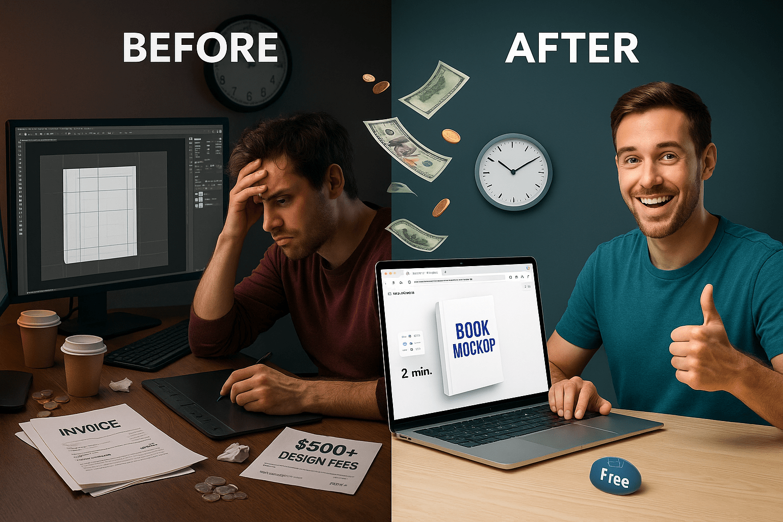 Stop wasting $500+ on book mockup cover designers (this takes 2 minutes)