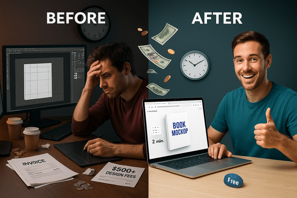 Stop wasting $500+ on book mockup cover designers (this takes 2 minutes)